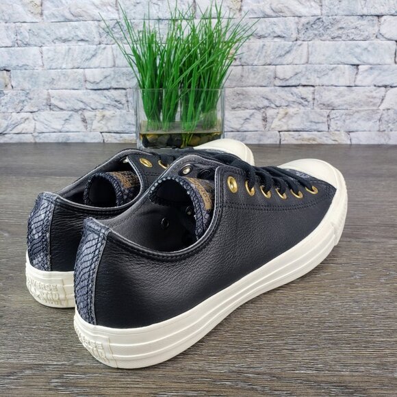 Converse Black and White Sneakers with Gold Accents - Picture 4 of 8